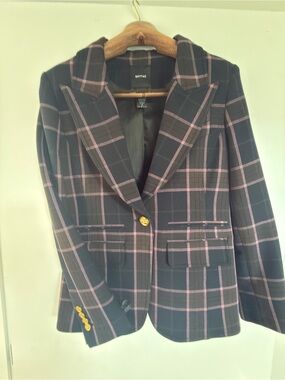 Smythe Black Blazer with Pink Windowpane Trim